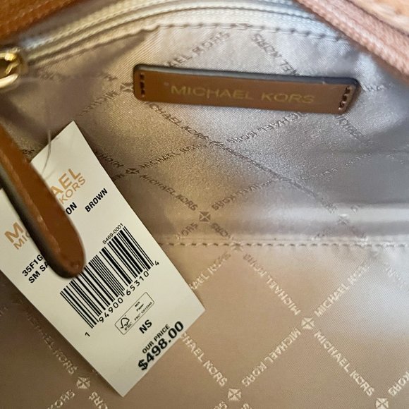 Michael Kors Hamilton Small Satchel Shoulder Crossbody Bag MK Brown - Picture 6 of 11